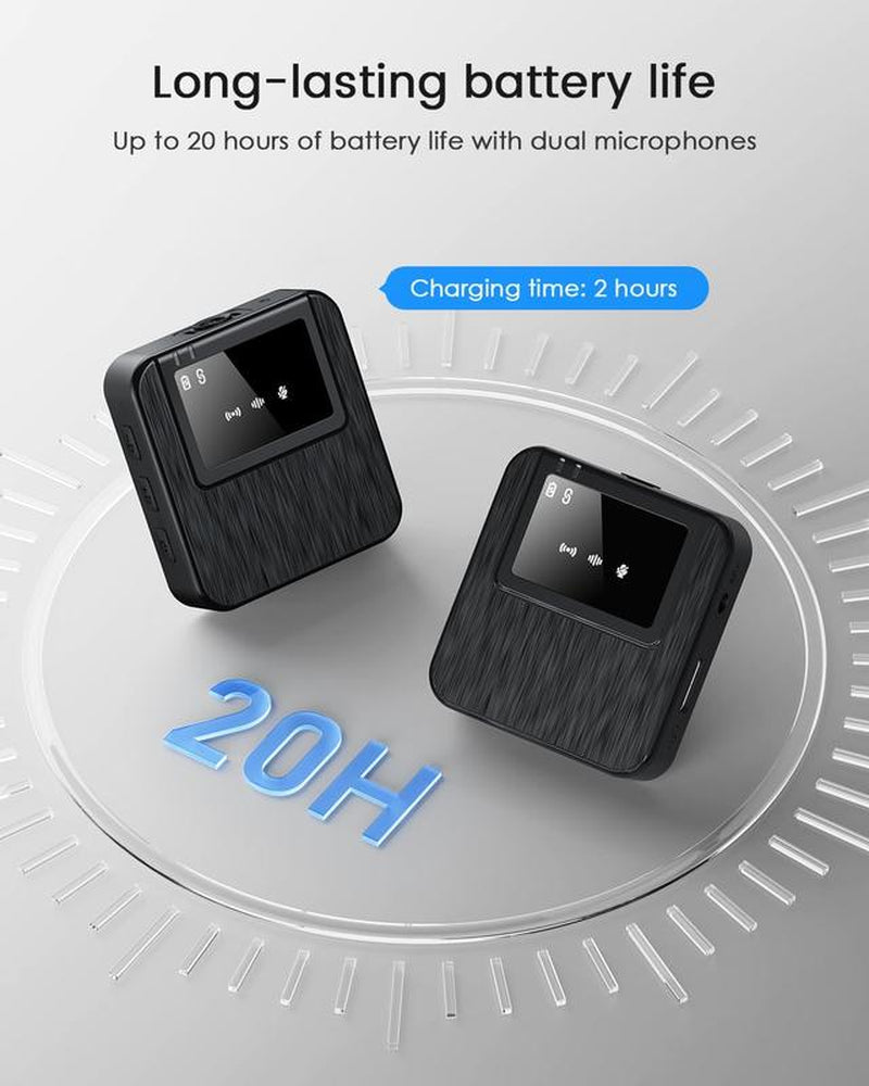 3-In-1 Professional Mini Microphone for Iphone, Android, Camera – 328Ft Range, 20H Battery, Wireless Microphones, Noise Canceling for Recording, Live Streaming, Youtube, Tiktok