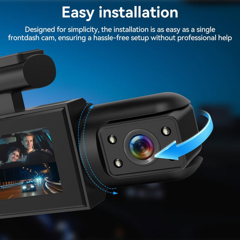 HD 1080P Car Dash Camera, Front & Rear Dual-Lens Car Video Recorder with Night Vision, Dashboard Wide Angle Driving Recorder, Dash Camera for Car, Dashcam, Automotive, Vehicle, Car DVR, Safe Driving Rear View Camera