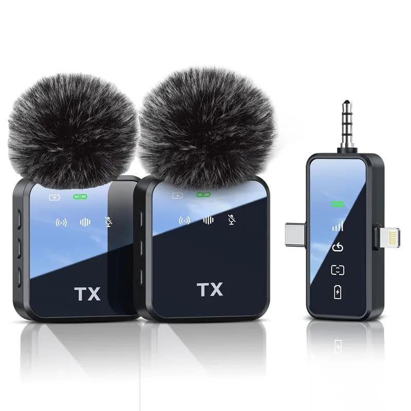 3-In-1 Professional Mini Microphone for Iphone, Android, Camera – 328Ft Range, 20H Battery, Wireless Microphones, Noise Canceling for Recording, Live Streaming, Youtube, Tiktok