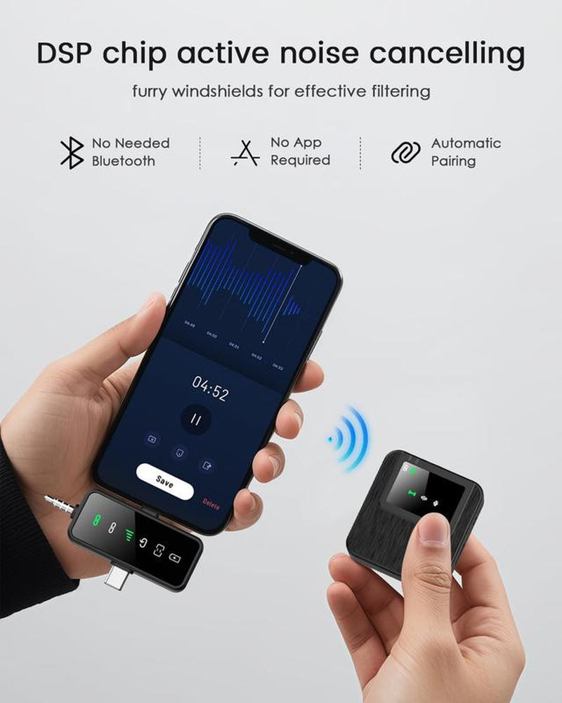 3-In-1 Professional Mini Microphone for Iphone, Android, Camera – 328Ft Range, 20H Battery, Wireless Microphones, Noise Canceling for Recording, Live Streaming, Youtube, Tiktok