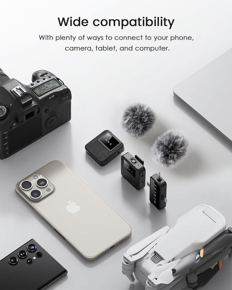 3-In-1 Professional Mini Microphone for Iphone, Android, Camera – 328Ft Range, 20H Battery, Wireless Microphones, Noise Canceling for Recording, Live Streaming, Youtube, Tiktok