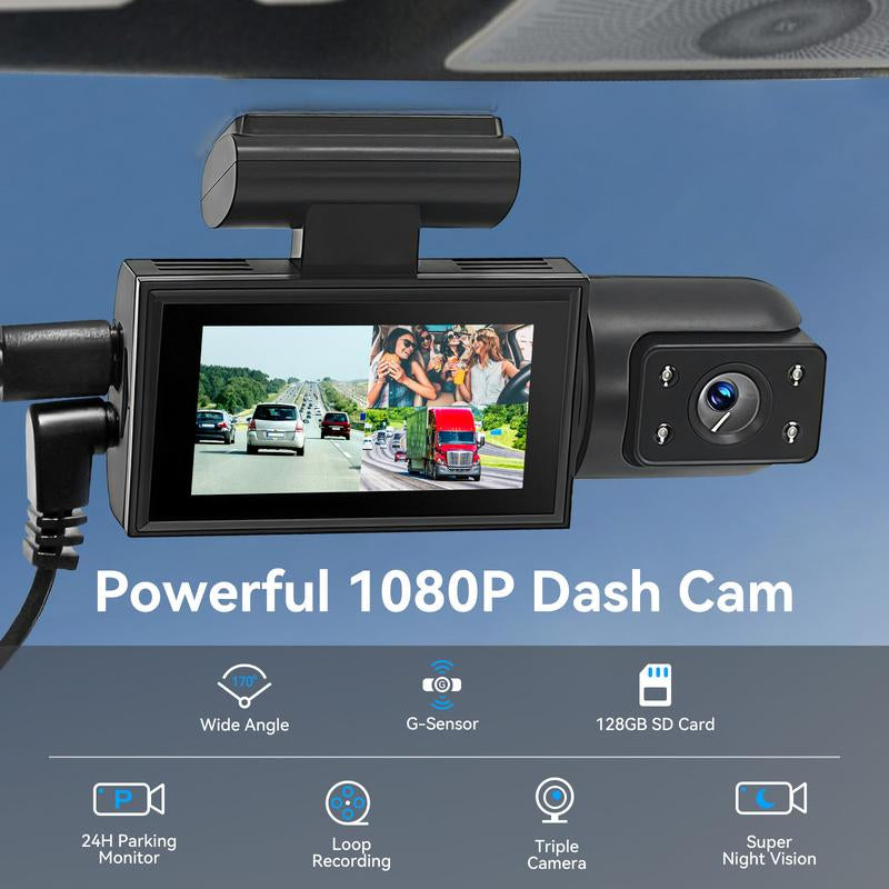 HD 1080P Car Dash Camera, Front & Rear Dual-Lens Car Video Recorder with Night Vision, Dashboard Wide Angle Driving Recorder, Dash Camera for Car, Dashcam, Automotive, Vehicle, Car DVR, Safe Driving Rear View Camera