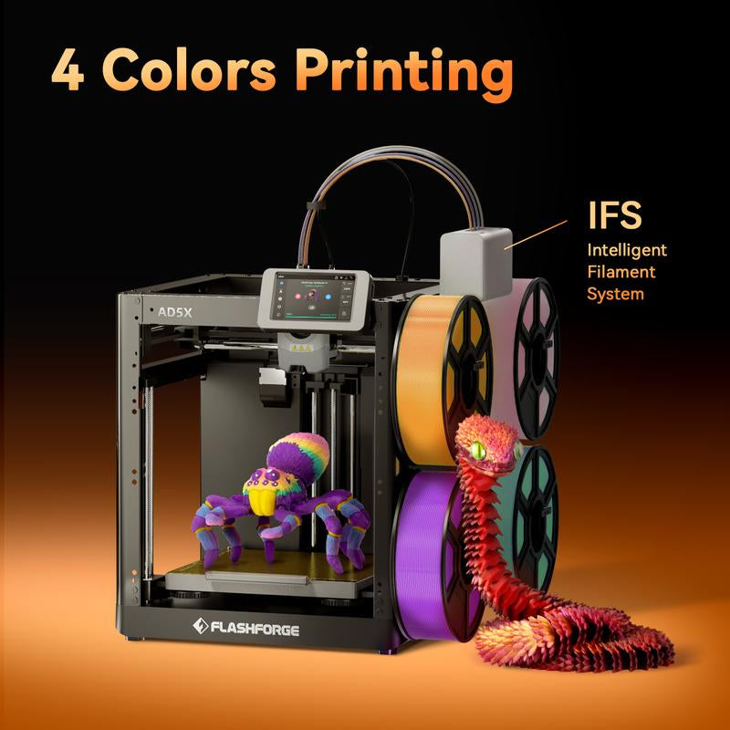 Flashforge AD5X 3D Printer, Multi-Color Printer with Display Screen, 600Mm/S High Speed, 1 Count, Black