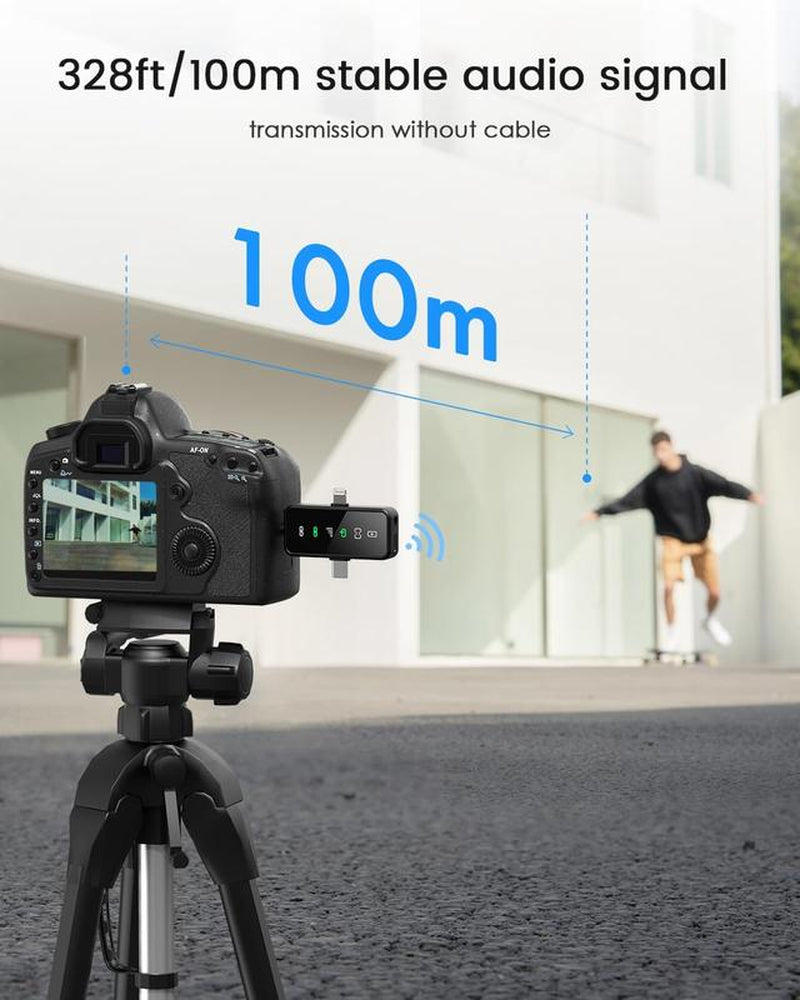 3-In-1 Professional Mini Microphone for Iphone, Android, Camera – 328Ft Range, 20H Battery, Wireless Microphones, Noise Canceling for Recording, Live Streaming, Youtube, Tiktok