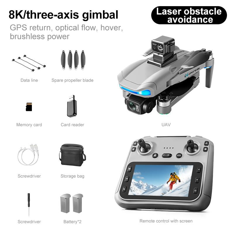 Aerovibe.2025-V06S Latest Three-Axis Gimbal GPS/4K Drone,Camera for Adults 1080P, 4.5"LCD Screen Control and Follow Me, 5Ghz FPV Real-Time and GPS Auto Return, up to 32G SD Card, RC Quadcopter Drone Beginner, Long Flight Time under 242G.