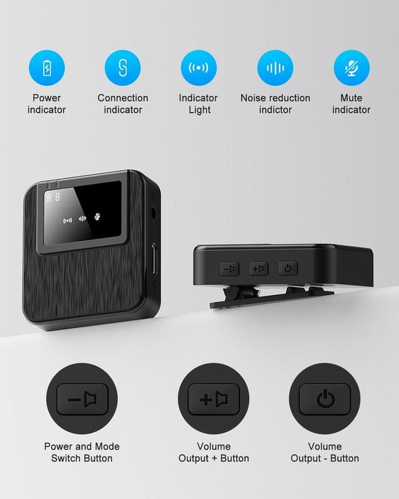 3-In-1 Professional Mini Microphone for Iphone, Android, Camera – 328Ft Range, 20H Battery, Wireless Microphones, Noise Canceling for Recording, Live Streaming, Youtube, Tiktok