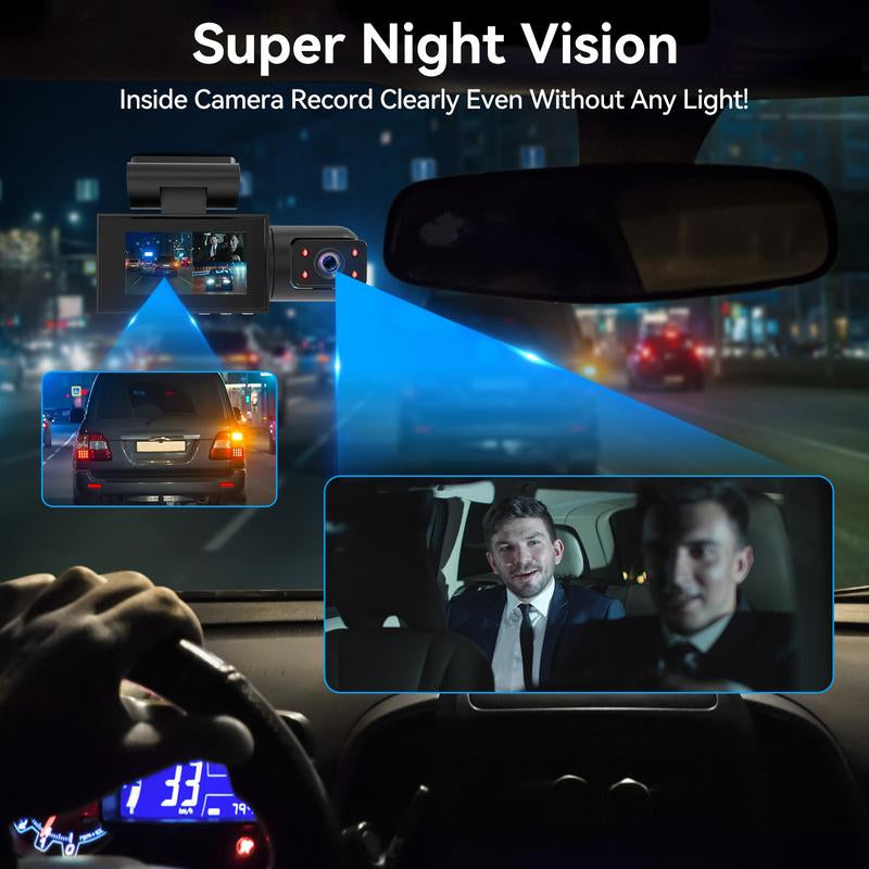 HD 1080P Car Dash Camera, Front & Rear Dual-Lens Car Video Recorder with Night Vision, Dashboard Wide Angle Driving Recorder, Dash Camera for Car, Dashcam, Automotive, Vehicle, Car DVR, Safe Driving Rear View Camera