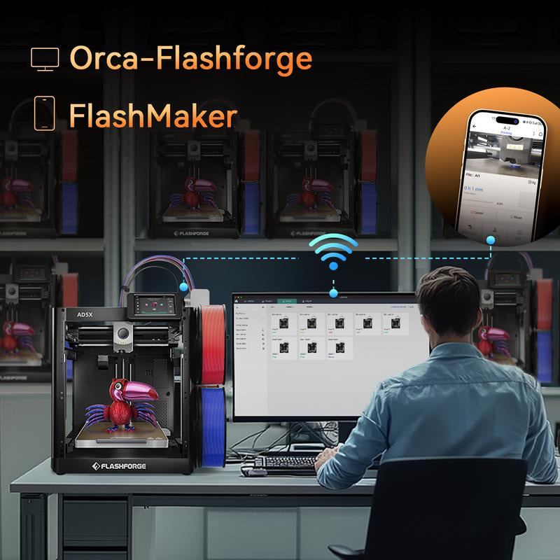 Flashforge AD5X 3D Printer, Multi-Color Printer with Display Screen, 600Mm/S High Speed, 1 Count, Black