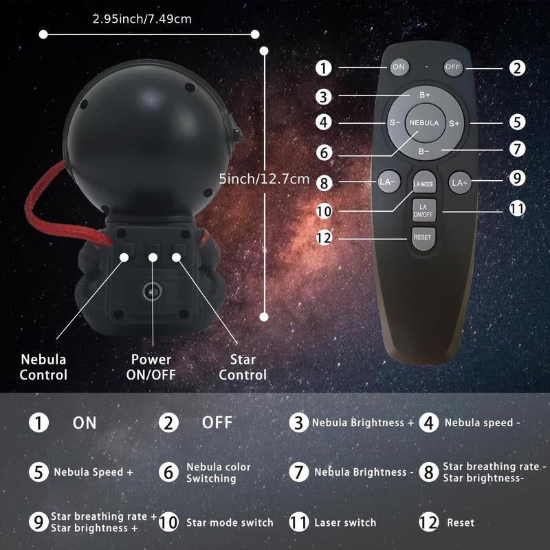 Astronaut Galaxy Projector with Nebula Effects Star Projector Galaxy Night Light USB Powered for Kids Room Decor Various Nebula Effects