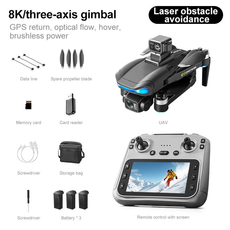 Aerovibe.2025-V06S Latest Three-Axis Gimbal GPS/4K Drone,Camera for Adults 1080P, 4.5"LCD Screen Control and Follow Me, 5Ghz FPV Real-Time and GPS Auto Return, up to 32G SD Card, RC Quadcopter Drone Beginner, Long Flight Time under 242G.