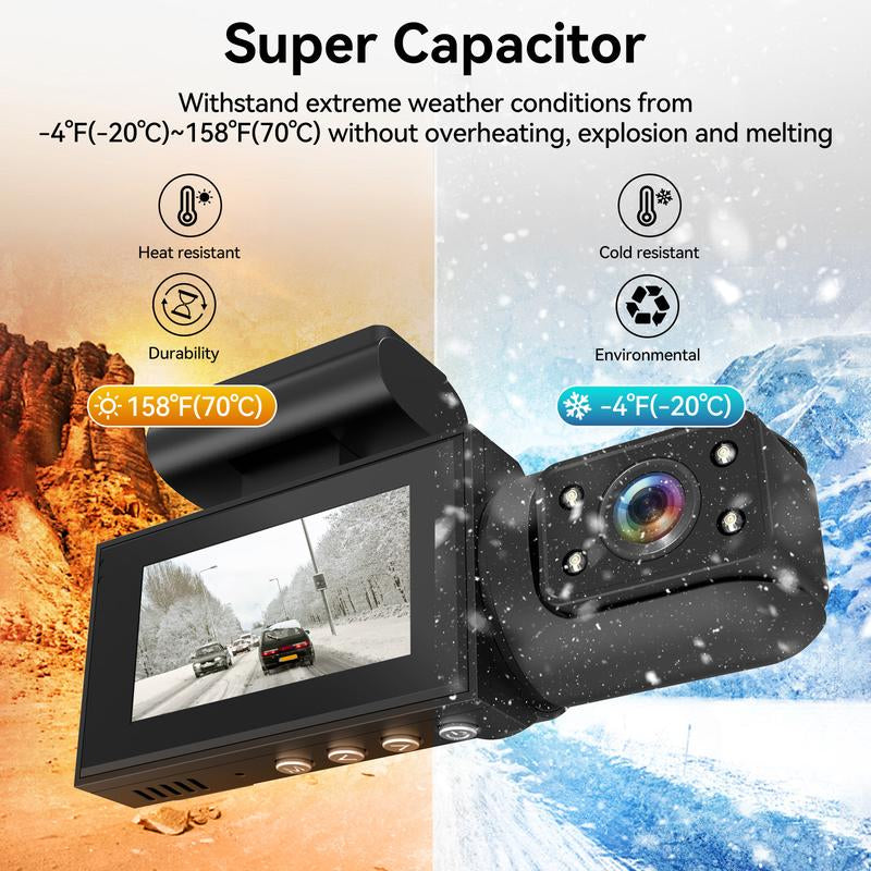 HD 1080P Car Dash Camera, Front & Rear Dual-Lens Car Video Recorder with Night Vision, Dashboard Wide Angle Driving Recorder, Dash Camera for Car, Dashcam, Automotive, Vehicle, Car DVR, Safe Driving Rear View Camera