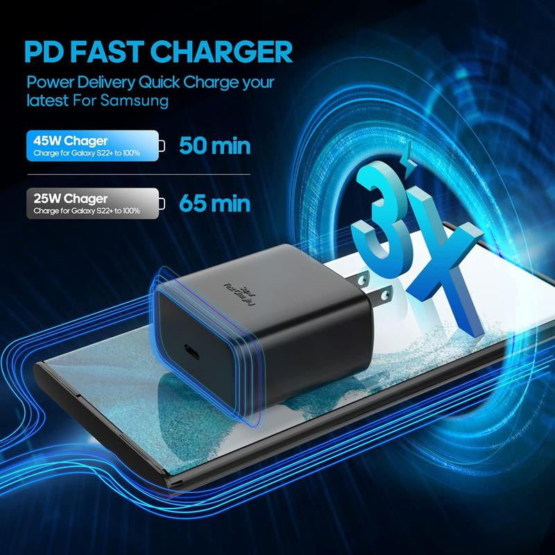2Pack 45W Super Fast Charger, USB C Charger with 6FT Type C Fast Charging Cable for Samsung Galaxy S25/S24/S23/Note 20 Ultra, Mobile Smartphone Accessories