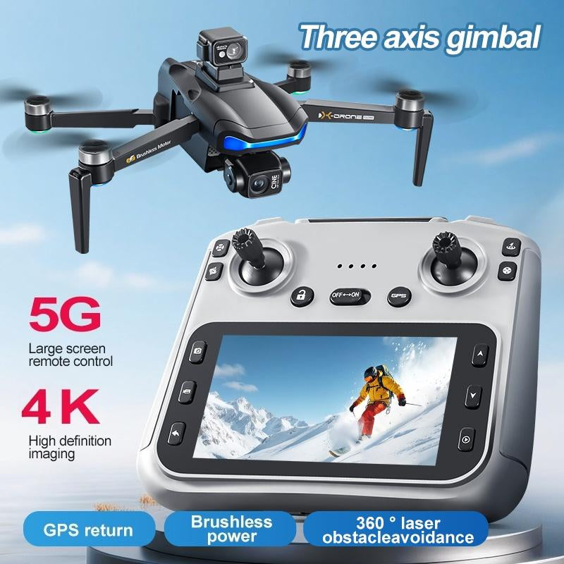 Aerovibe.2025-V06S Latest Three-Axis Gimbal GPS/4K Drone,Camera for Adults 1080P, 4.5"LCD Screen Control and Follow Me, 5Ghz FPV Real-Time and GPS Auto Return, up to 32G SD Card, RC Quadcopter Drone Beginner, Long Flight Time under 242G.