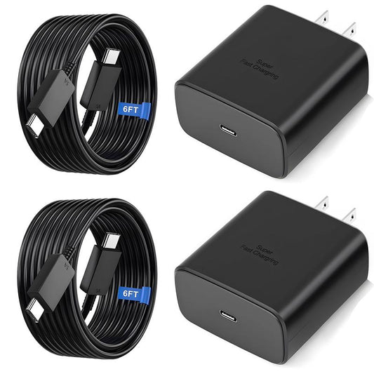2Pack 45W Super Fast Charger, USB C Charger with 6FT Type C Fast Charging Cable for Samsung Galaxy S25/S24/S23/Note 20 Ultra, Mobile Smartphone Accessories