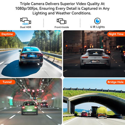 HD 1080P Car Dash Camera, Front & Rear Dual-Lens Car Video Recorder with Night Vision, Dashboard Wide Angle Driving Recorder, Dash Camera for Car, Dashcam, Automotive, Vehicle, Car DVR, Safe Driving Rear View Camera