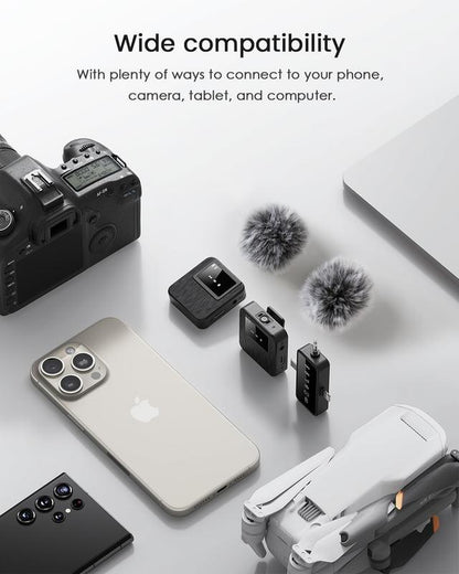 3-In-1 Professional Mini Microphone for Iphone, Android, Camera – 328Ft Range, 20H Battery, Wireless Microphones, Noise Canceling for Recording, Live Streaming, Youtube, Tiktok