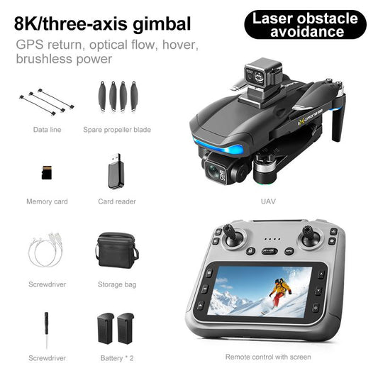 Aerovibe.2025-V06S Latest Three-Axis Gimbal GPS/4K Drone,Camera for Adults 1080P, 4.5"LCD Screen Control and Follow Me, 5Ghz FPV Real-Time and GPS Auto Return, up to 32G SD Card, RC Quadcopter Drone Beginner, Long Flight Time under 242G.
