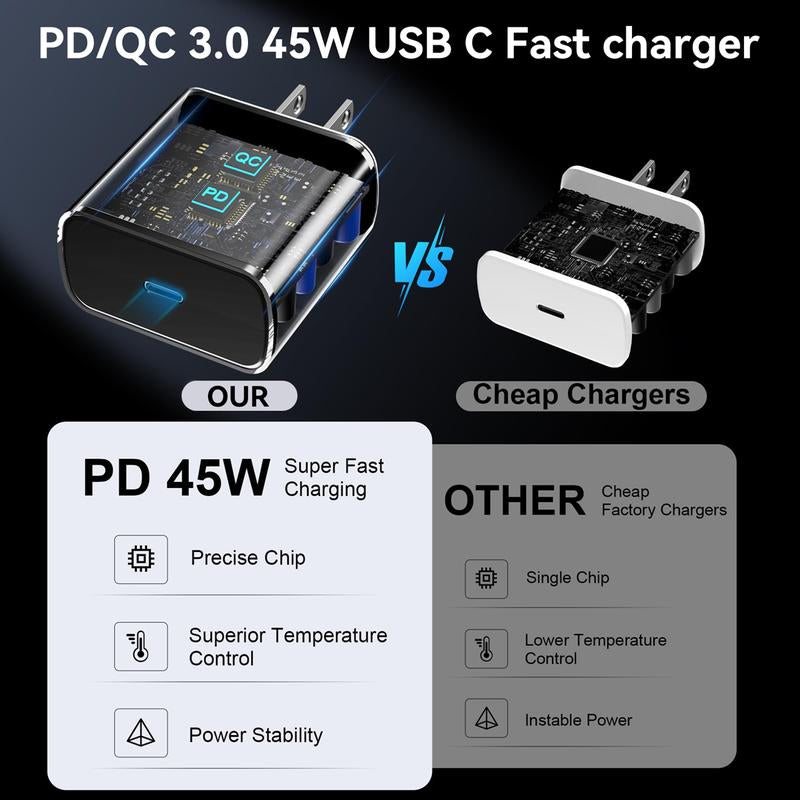 2Pack 45W Super Fast Charger, USB C Charger with 6FT Type C Fast Charging Cable for Samsung Galaxy S25/S24/S23/Note 20 Ultra, Mobile Smartphone Accessories
